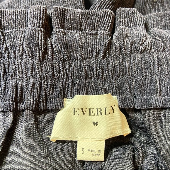 Everly navy blue corduroy small cropped wide leg Pants paper bag pleated - Picture 8 of 11